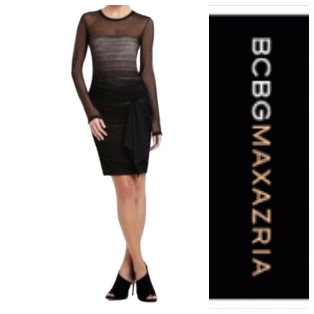 BCBG Max Azria Tracy Long-Sleeve Shirred Dress XXS